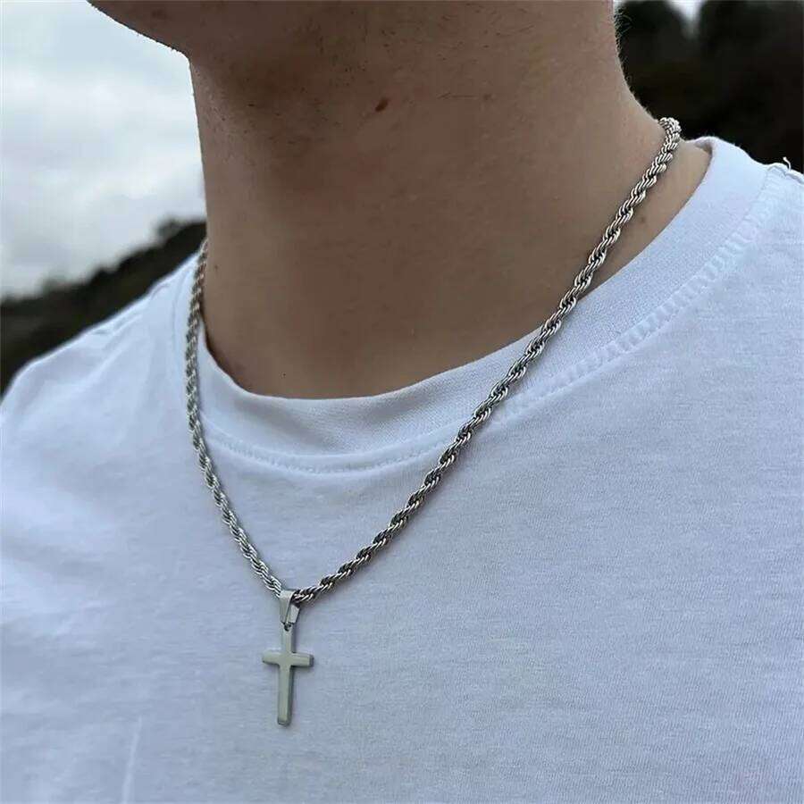 ASONSTEEL Stainless Steel Cross Pendant Necklace For Women Men Charm Minimalist Jewelry Male Necklaces Chokers Gifts Waterproof H260312