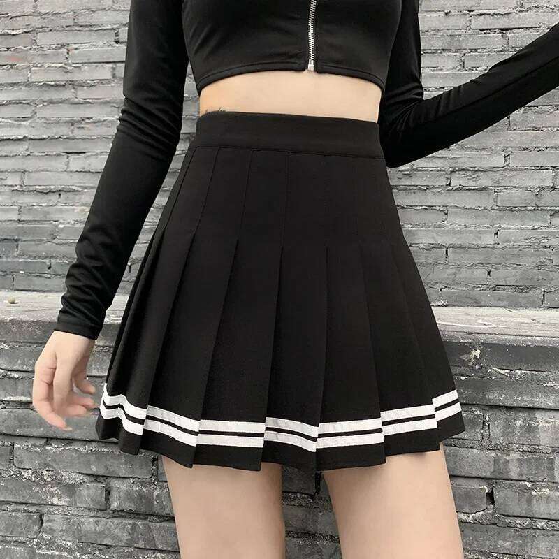 Striped Women Pleated Skirts Sexy High Waist Elastic Summer A Line Girls Dance Mini Fashion Sweet Female Z260314