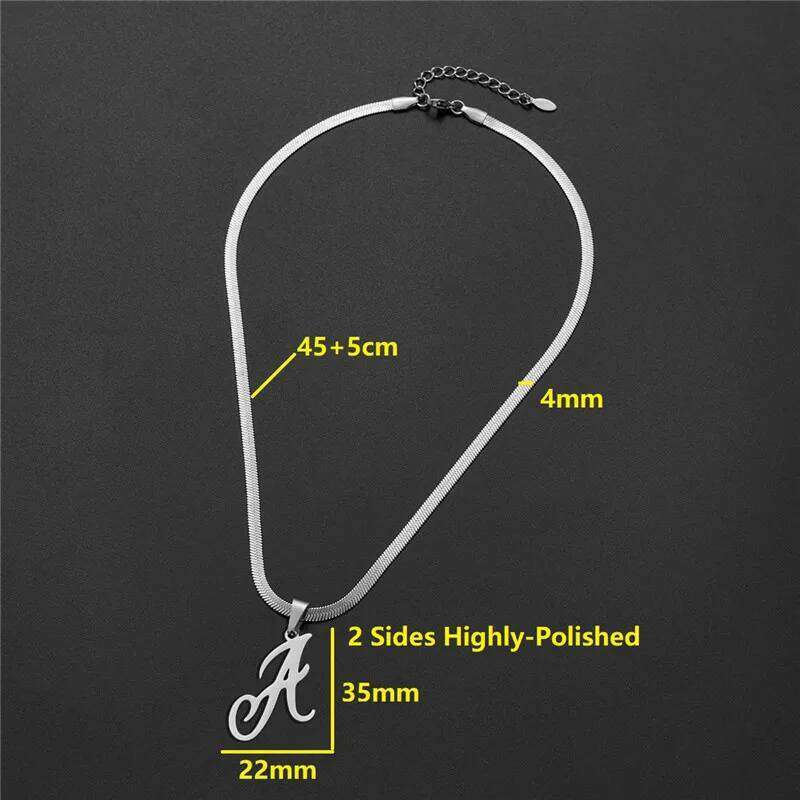 Dainty Initial Necklace Silver Color 26 Letters Snake Chain Necklaces for Women Girls Fashion Name Jewelry Choker Birthday Gifts H260312