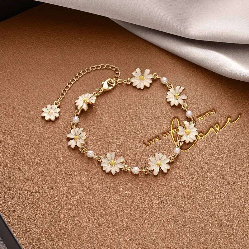 Classic Design Trendy Pearl Beaded Chains Bracelets for Women Sweet Gold Color Stainless Steel Bangles Party Jewelry Girl Gift Z260313