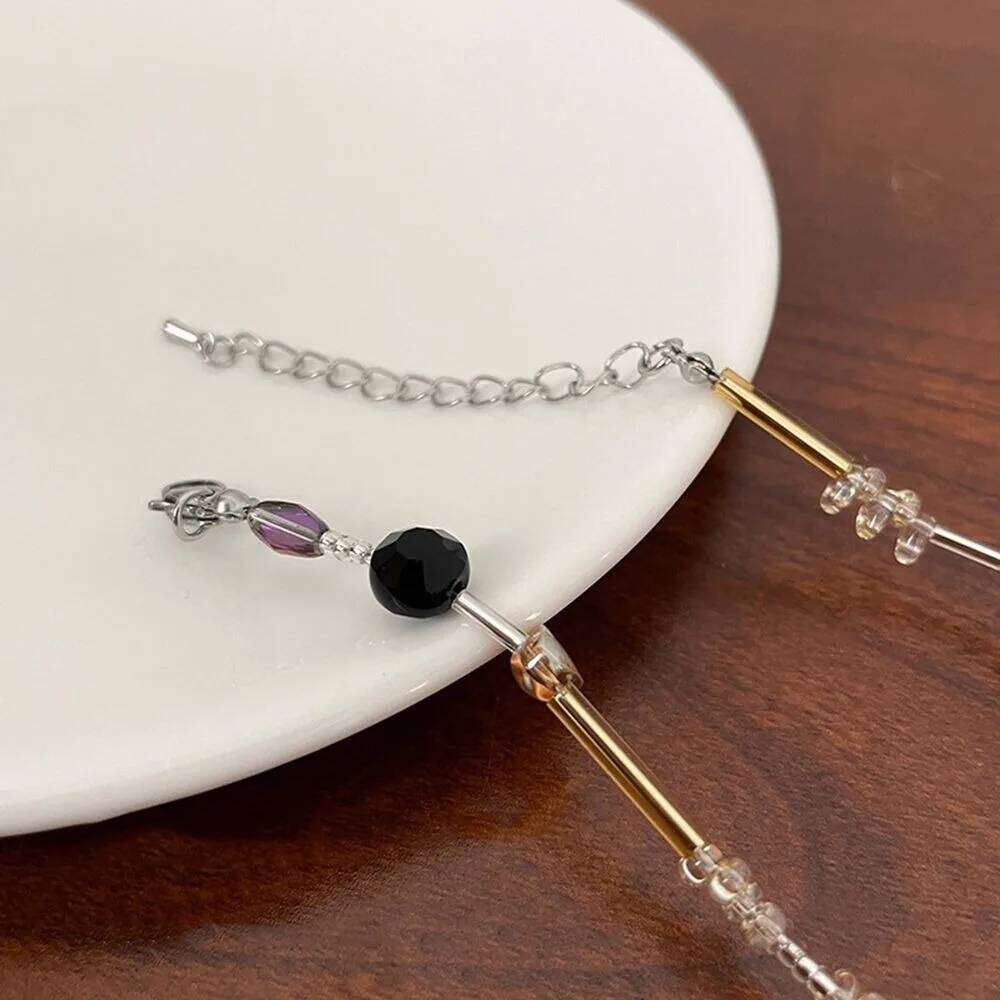 Korean Exquisite Retro Flower Heart Beaded Necklace For Women Personality Simple Cool Clavicle Chain Fashion Y2K Jewelry H260312