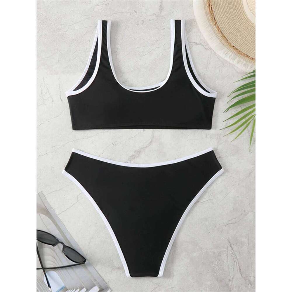 2025 Solid Sporty Two Piece Bikini Swimsuit Women Swimwear Female Bathers Bathing Swimming Swim Suit Beachwear Y260303