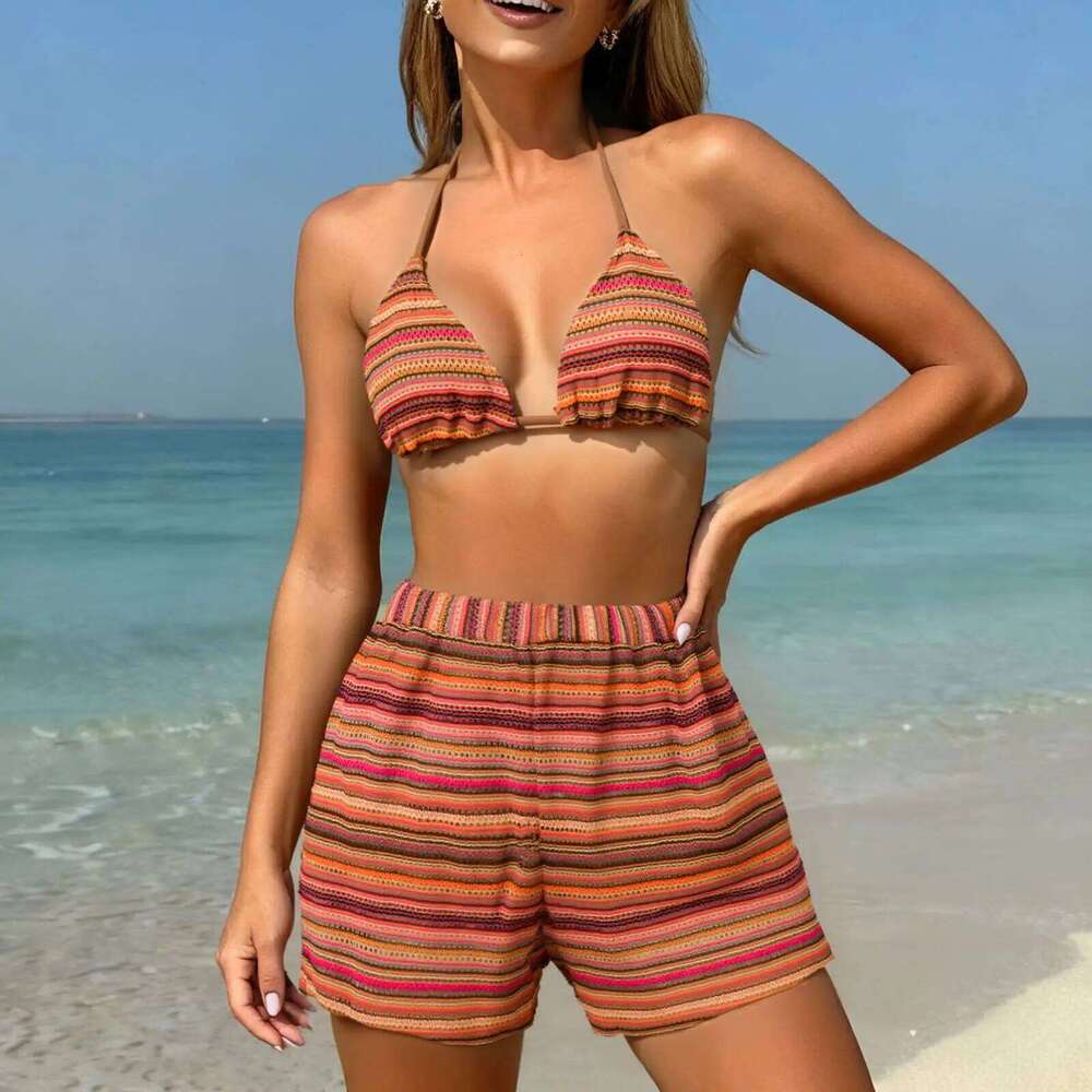 2026 Triangle String Bikinis Women 3 Pieces Swimwear Female Sexy Padded Swimsuit Bathers Bathing Swimming Swim Suit Beachwear Y260303