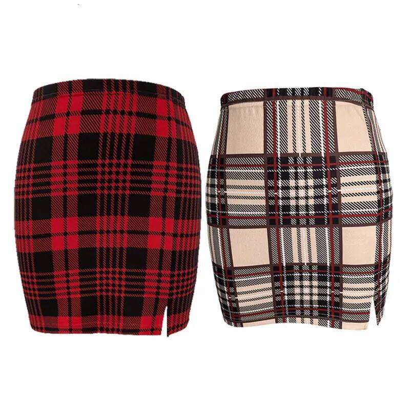 Pencil Mini Skirts Plaid A-line Sexy Micro Offiece Hip Elegant Streetwear High Waist Lady Short Skirt for Women 2024 Z260314