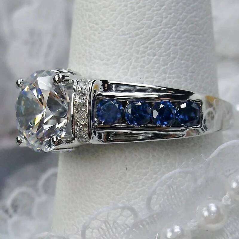 Huitan Noble Women's for Wedding Brilliant White/Blue CZ Newly Designed Female Rings Anniversary Party Statement Jewelry H260312