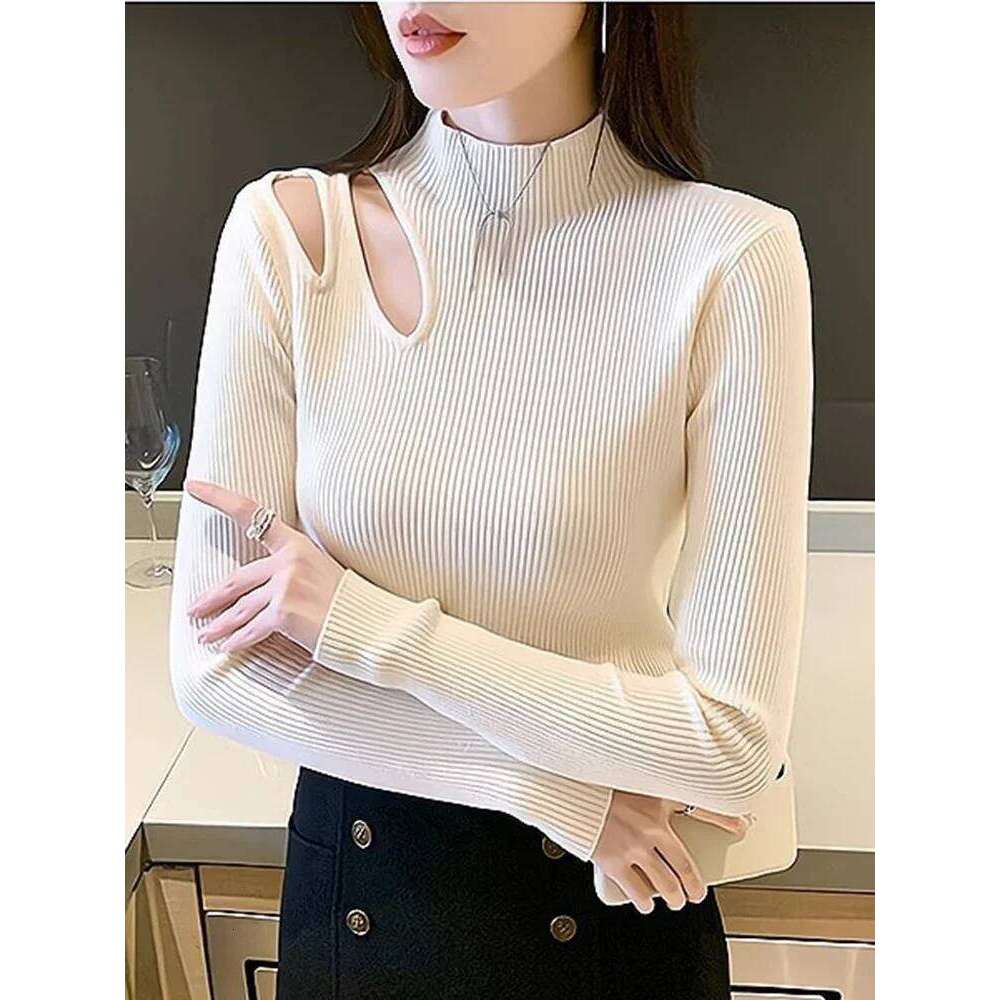 Women's Autumn Winter Jumper Knitted Sexy Hollow-out Turtleneck Women Sweaters Soft Warm Knitwears Female Pullovers Sweater Top Z260313