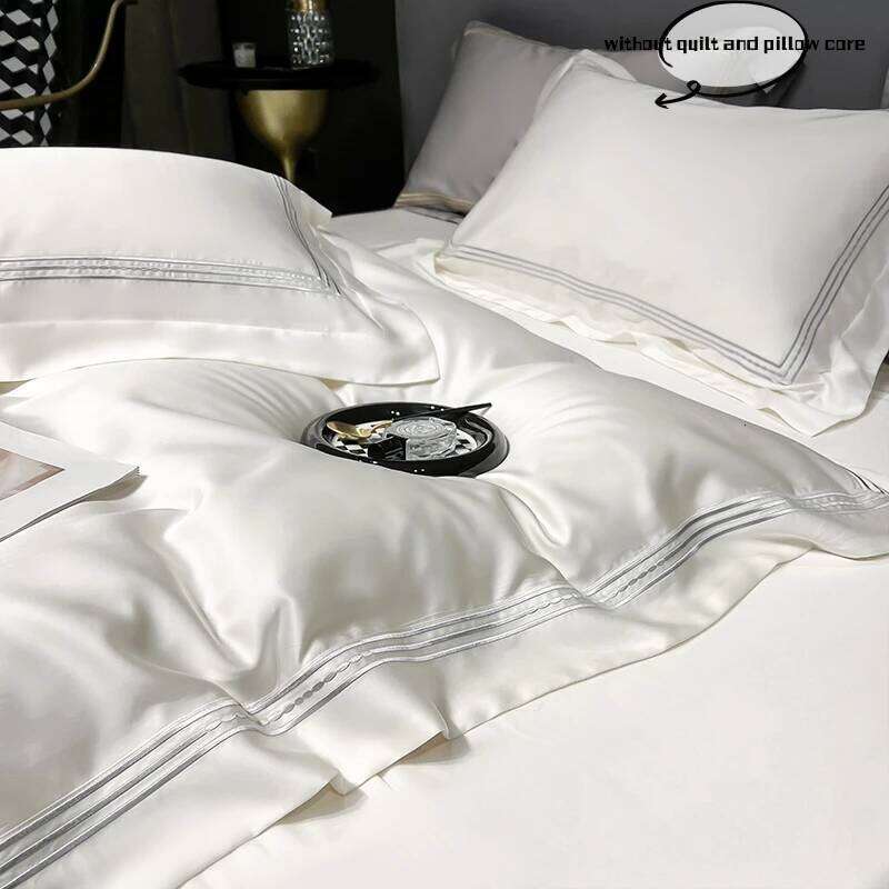 4/6pcs Duvet 100% Egyptian cotton Three Lines embroidery housse de couette for bedroom Pure Cotton Bed Cover King H260312 - view 4