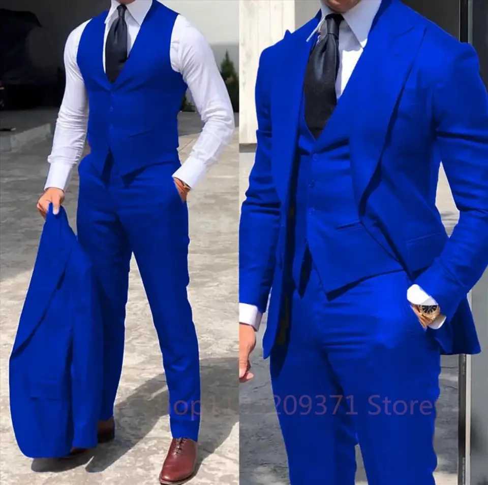 3 Piece Set 2024 Men Business Suits Groom Groomsman 3 Pieces Wedding Party Formal Occasions Tuxedo Jacket Vest Pants M260313