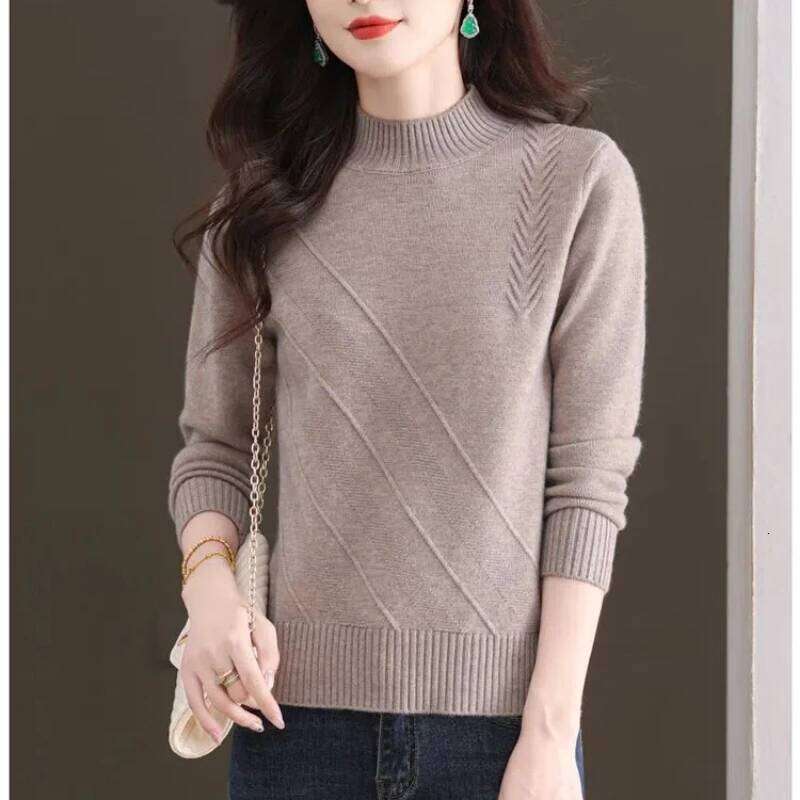 Women's Clothing Solid Color Pullover Sweater Knitted Lantern Long Sleeve Fashionable Casual Autumn Winter All-match Tops Z260313
