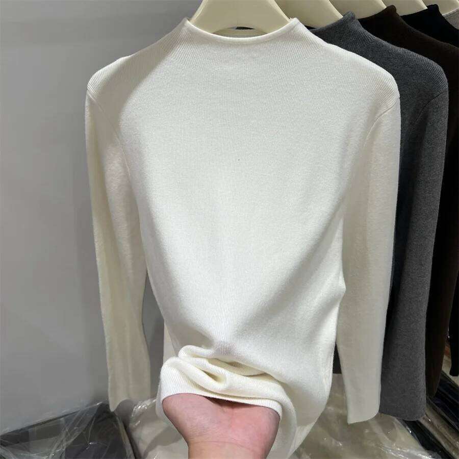 Women Warm Casual Jumpers Solid Versatile Slim Pullover Autumn Winter Turtleneck Sweater Korean Fashion Knitwear Base Layer Tops Z260313