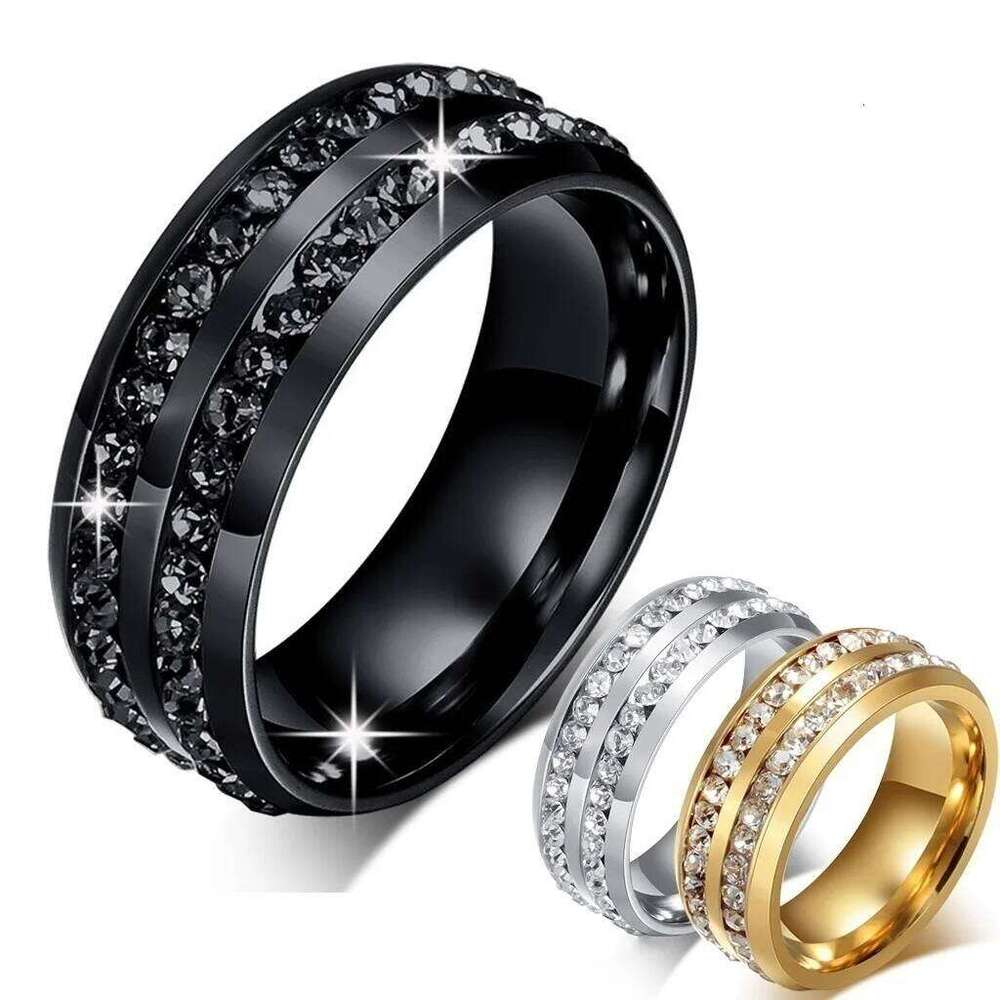 Stainless Steel Couple Ring Zircon Decor Simple Fashion Party Finger Accessories Jewelry Birthday Gift For Women Men H260312
