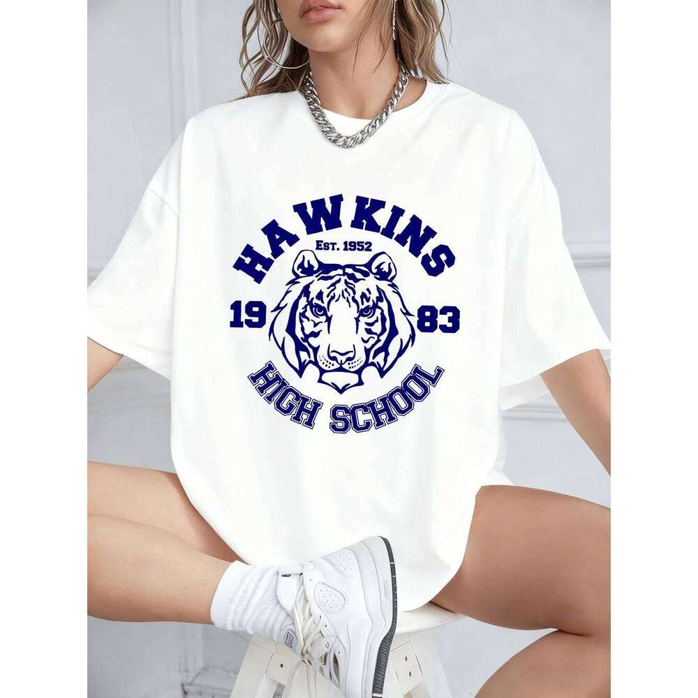 Hawkins High School Prints Cotton T-Shirts Women Summer Short Sleeve Tops O-Neck Comfortable Loose T Shirt Casual Womans Clothes Z260314