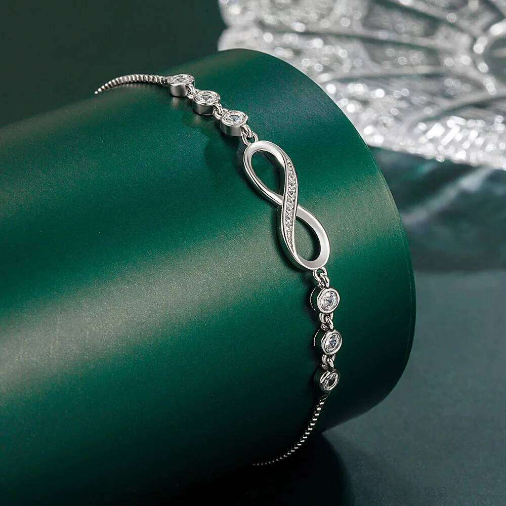 New fine 925 Sterling Silver pretty Crystal Bracelets for Women Fashion Jewelry Party Wedding Accessories Valentine's Day Gifts Z260313