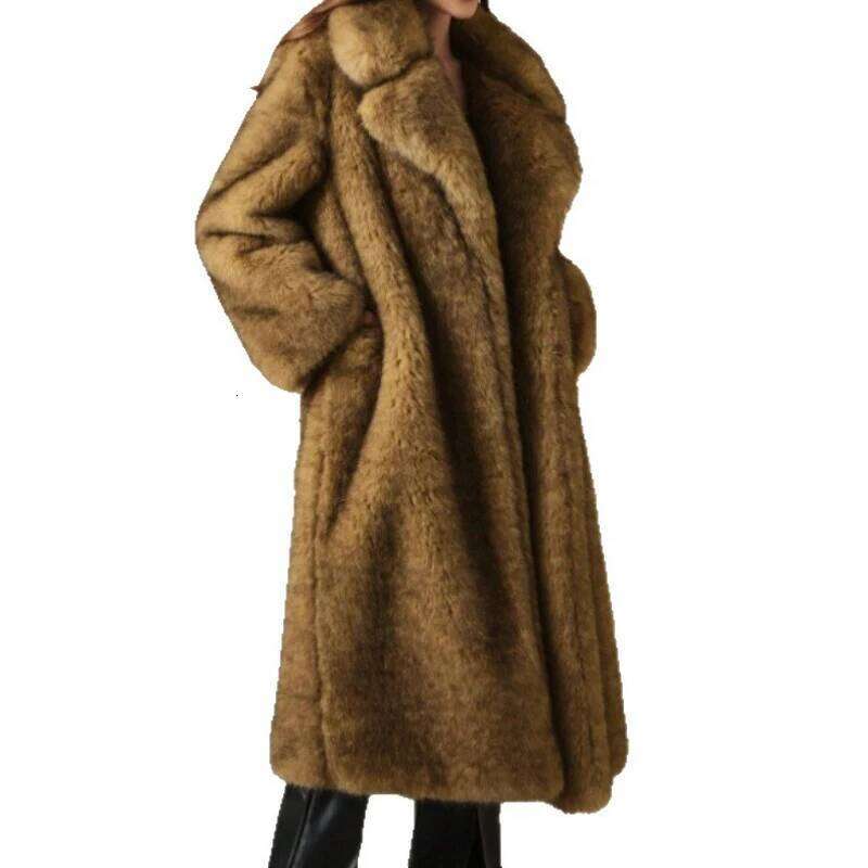 New Autumn and Winter Fashionable Long Coat Imitating Fox Fur Fluffy Parka Jacket Z260313