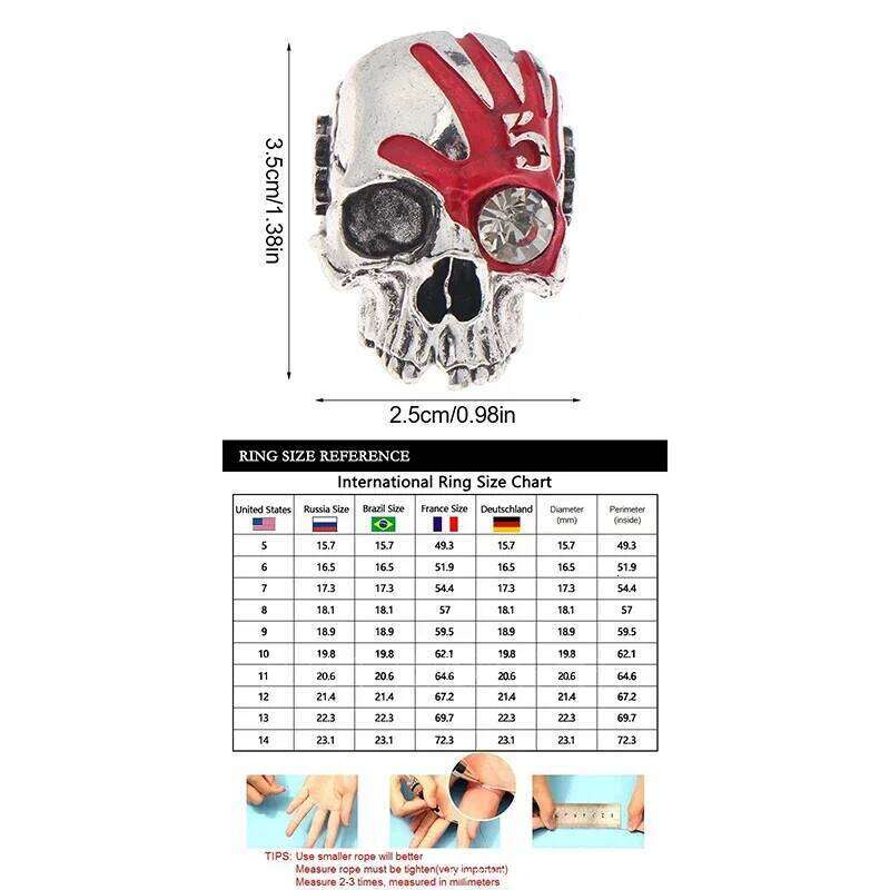 Five Fingers Death Punch Skull Vintage Chunky Gothic Jewelry Dainty Ring For Men H260312