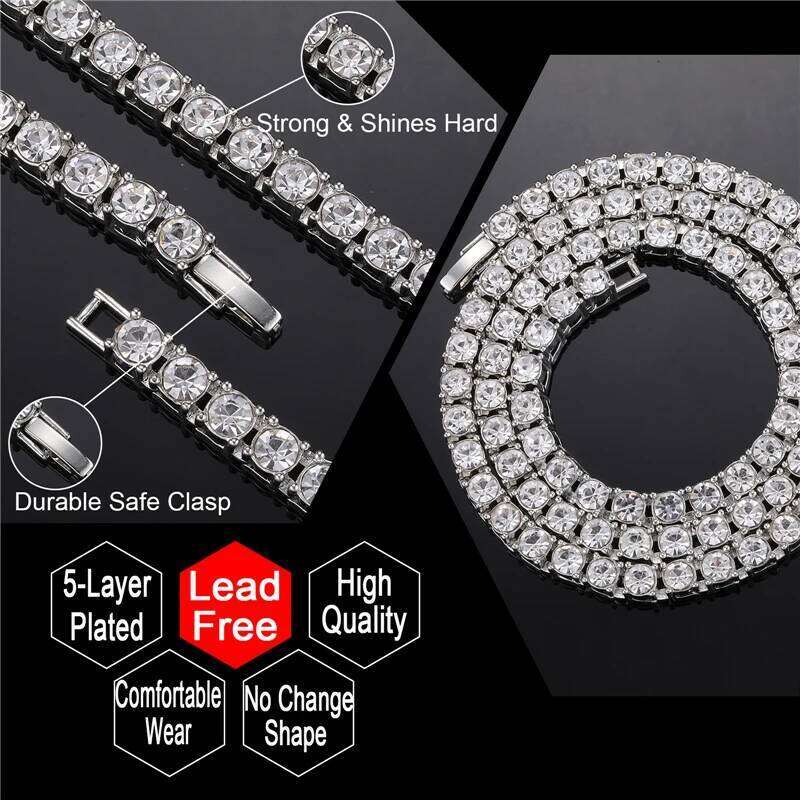 Hip Hop Iced Out Tennis Chain Necklace 3MM 4MM 5MM Mens Necklaces 1 Row Rhinestone Choker Bling Crystal For Men Jewelry H260312