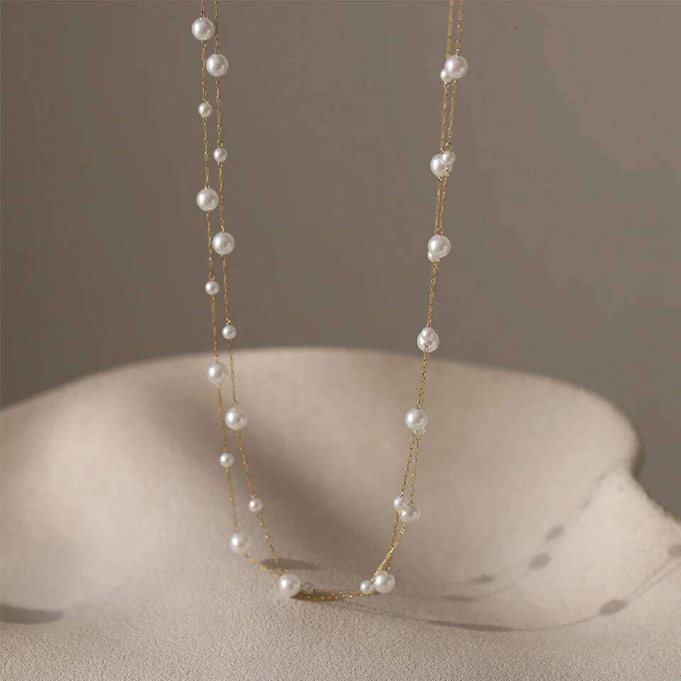 ZAKOL Stainless Steel Temperament Pearl Chain Choker Necklace for Women Waterproof Collar Jewelry Bijoux Gift H260312