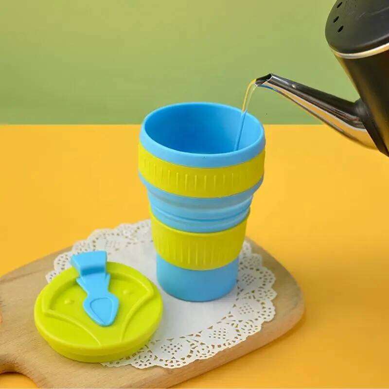 Portable High-Temperature Resistant BPA Free Leak-Proof Silicone Folding Travel Mug Push Button Lid for Outdoor Camping Hiking Z260313
