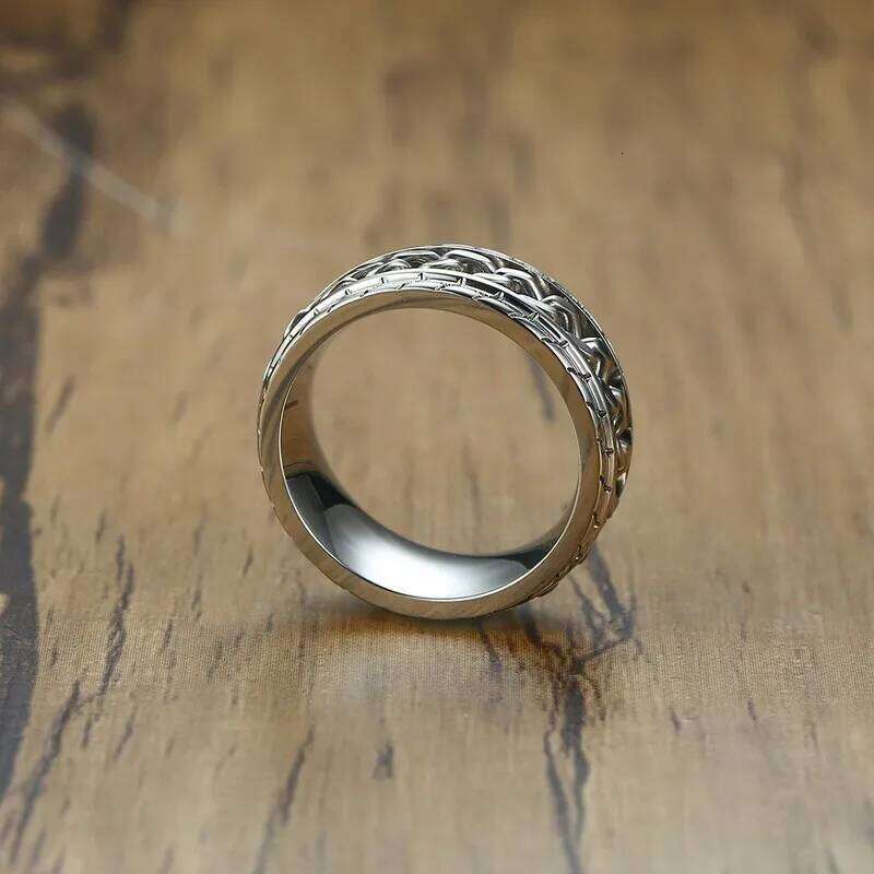 Meditation Men Spinner Spinning Ring in Stainless Steel Curb Chain Worry Anxiety Rings H260312