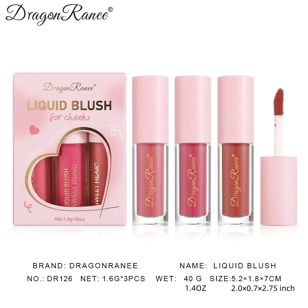 Three-Piece Set of Matte Liquid Blush Natural Highlighter Long-Lasting Blush Delicate Color Clear and Light Blush 260305