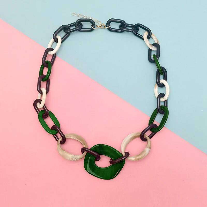 Handmade Color Block Geometric Necklace for Women Unique Statement Fashionable Daily Wear Acrylic Jewelry Free Shipping H260312