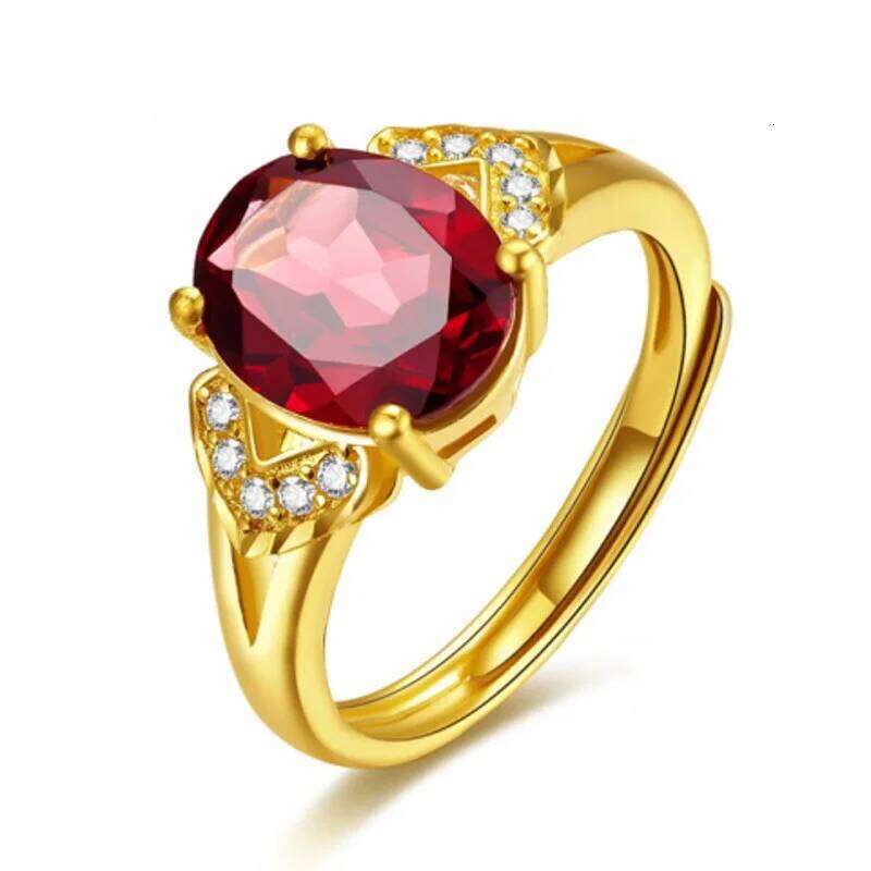 24.k Women's Diamond Inlaid Genuine Pure Plated Real 18k Yellow Gold 999 24k Ring Clasp Never Fade Jewelry H260312