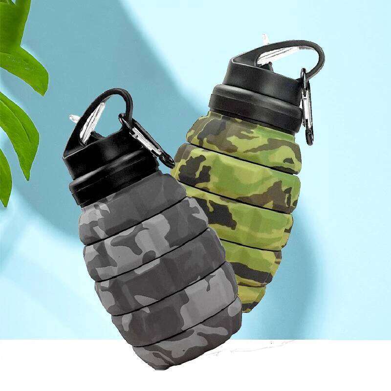 Food-Grade Silicone Folding Retractable High Temperature Camouflage Sports Water Bottle Riding Camping Z260314