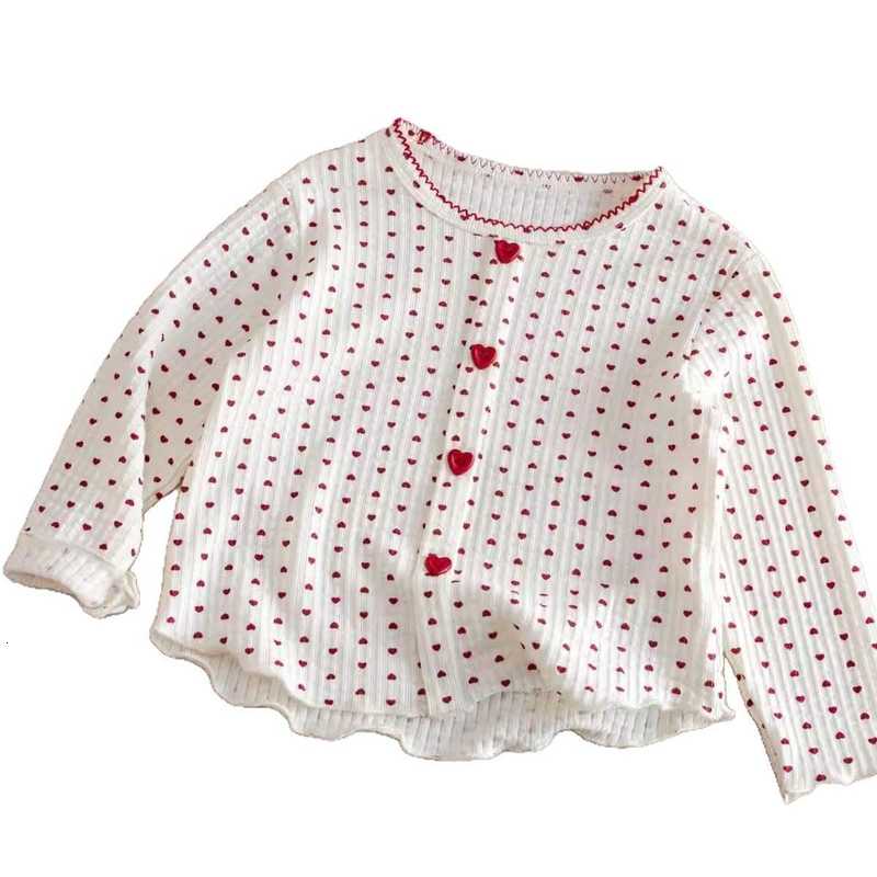 Women's T-Shirt Spring and Autumn Girls' T-Shirt, Stylish Baby Clothing, Children's Unique Trendy Brand Korean Version Fresh Lace Heart