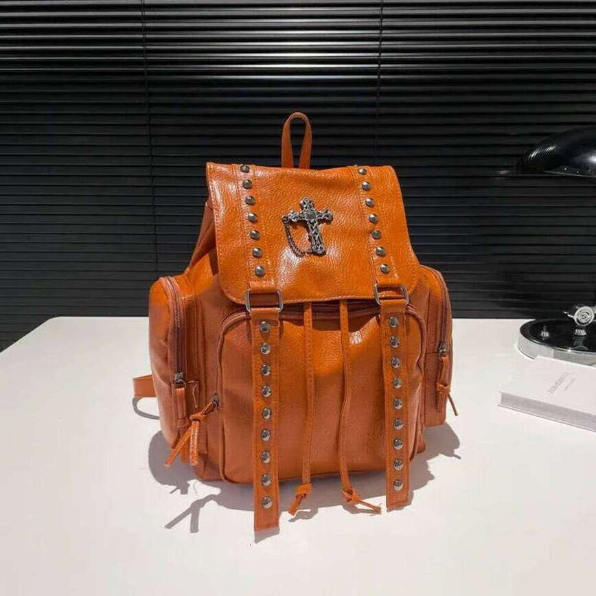 TAURUSCIAGA Rivet Y2k Backpack Women Gothic Punk PU Leather Shoulder Ladies Vintage Harajuku Backpacks College Large Capacity School Bag Daily Versati