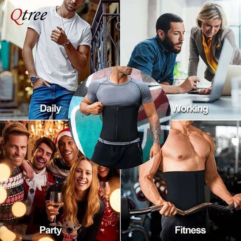 Qtree Men Hot Neoprene Slimming Trimmer Hooks Belt Sauna Sweat Body Shaper Corset Fitness Double Tummy Control Strap Weight Loss 26Y0313