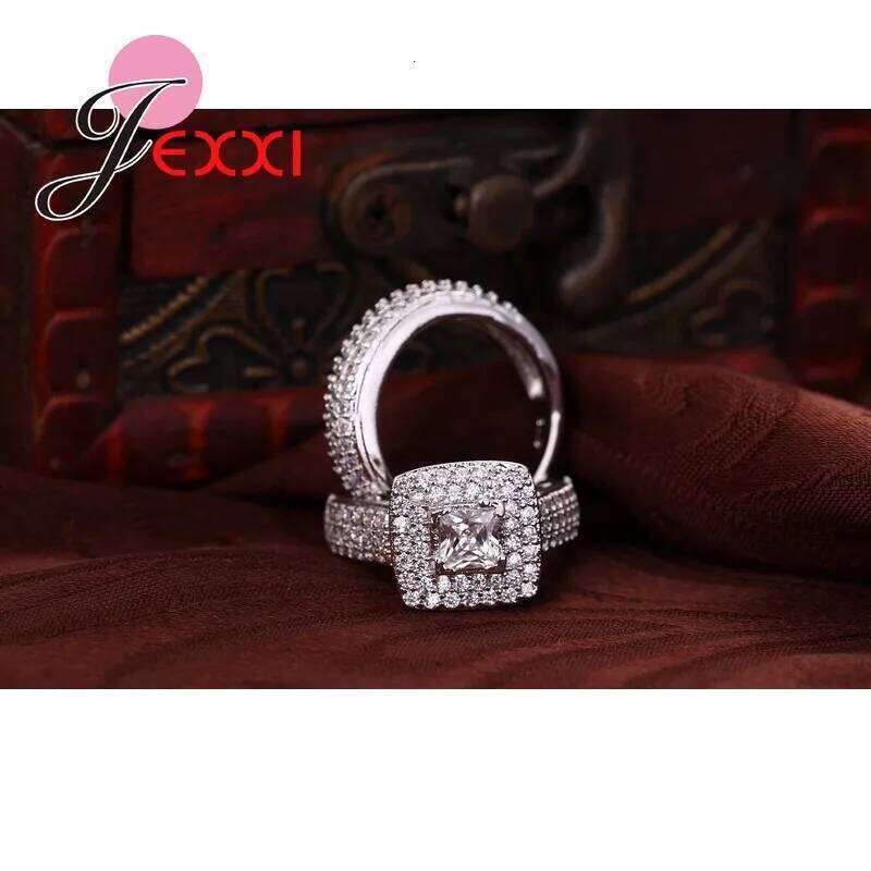 Classcial 925 Sterling Silver Wedding Ring Sets Women Bijoux For Lady Vintage CZ Crystal Jewelry Accessories H260312