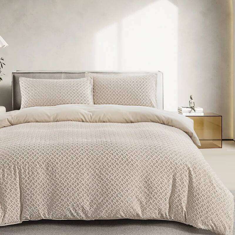 Solid Color Queen King Duvet - Tufted Boho Chic Soft Textured Clipped Microfiber Bedding Set 2/3 Piece Comforter Cover H260312 - view 3
