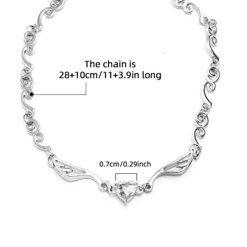 Y2K Silver Color Irregualr Choker for Women Girls Heart Crystal Clavicle Chain Necklace Wholesale Jewelry H260312