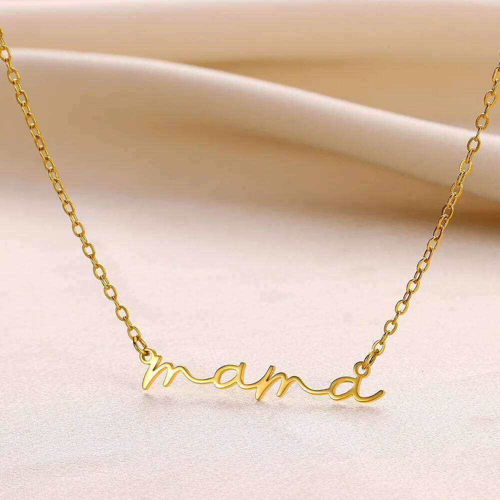 Mom Gift Tiny Mama Letter Necklace Minimalist Necklaces Gold Color Stainless Steel Dainty Mothers Chain Choker Fashion Jewelry H260312