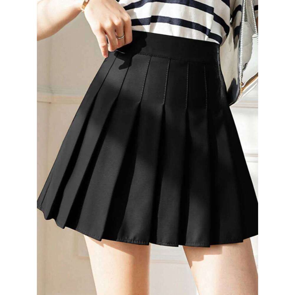 ZOKI White Women Pleated Summer High Waist Zipper Girls Dancing JK Mini Skirts Black Fashion Student A Line Faldas 2023 Z260314