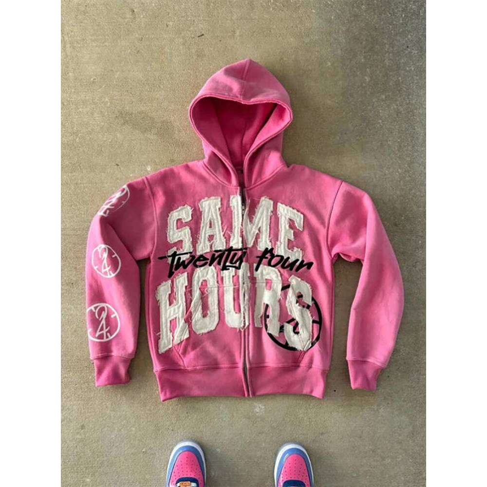 Y2K Streetwear Zip Up Mens Womens Hip Hop Gothic Graffiti Pattern Print Oversized Hoodie New Harajuku Retro Sweatshirt Z260314