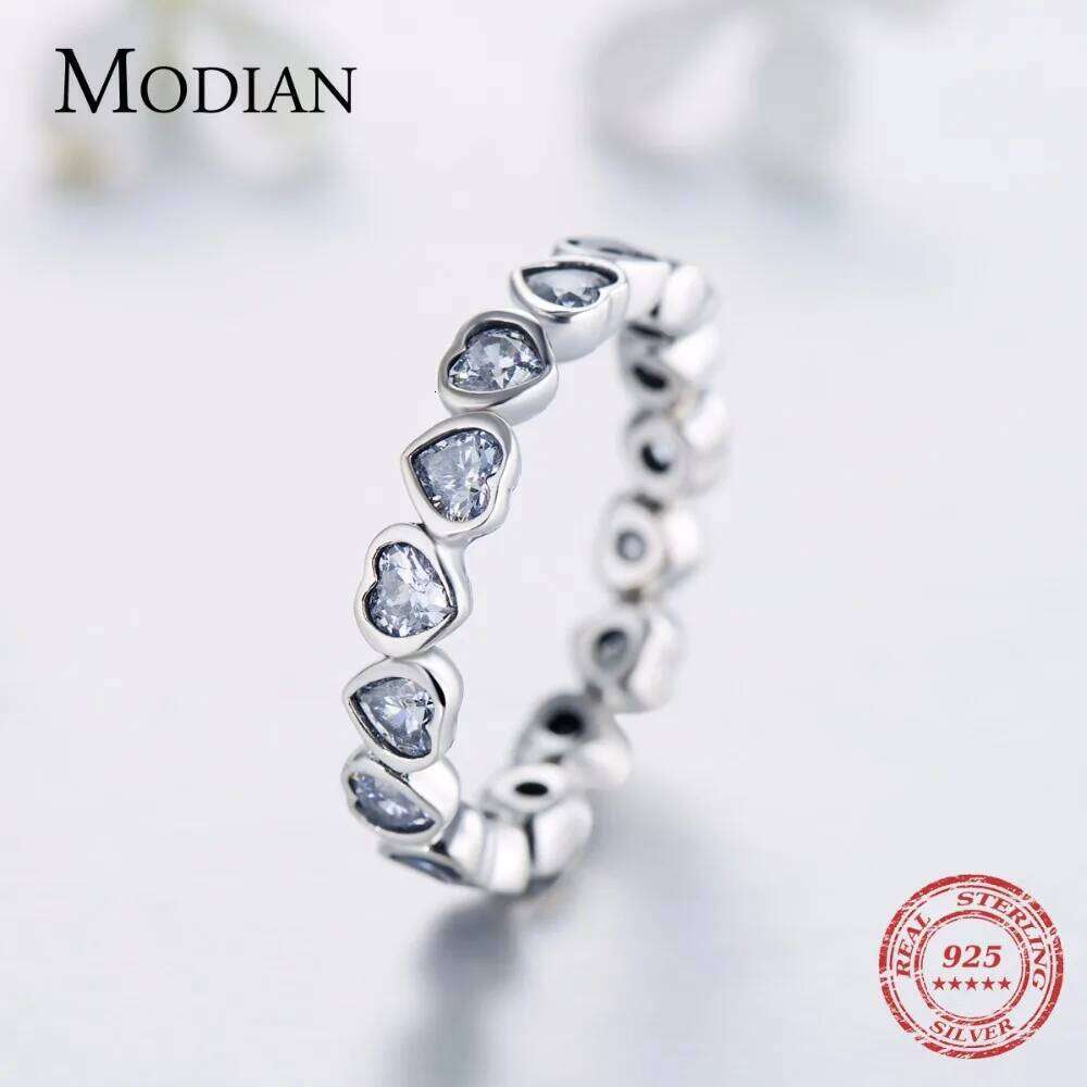 Modian Fashion Classic Cubic Zirconia Real 925 sterling silver Hearts Eternity Simulated Ring Bands Jewelry H260312