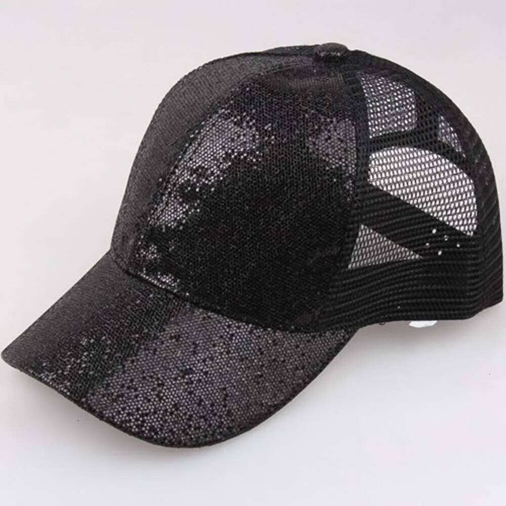 Spring Summer Women Girl Ponytail Baseball Cap Sequins Shiny Fashion Casual Adjustable Outdoor Sports Hat Sun Caps Z260313