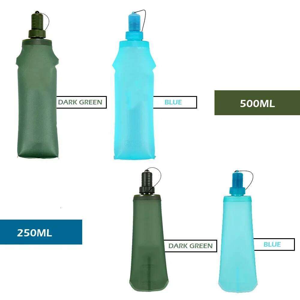 1/2Pcs 500mml 250ml Outdoor Camping Running Sport Bicycle Bottle Folding TPU Soft Flask Hiking Wa Z260313