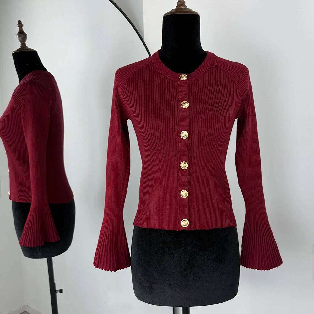 Talenza Autumn Knit Cardigan Fashion Ribbed Single Breasted Solid Long Sleeve Knitted Top Casual Basic Office Lady Women Sweater Z260314