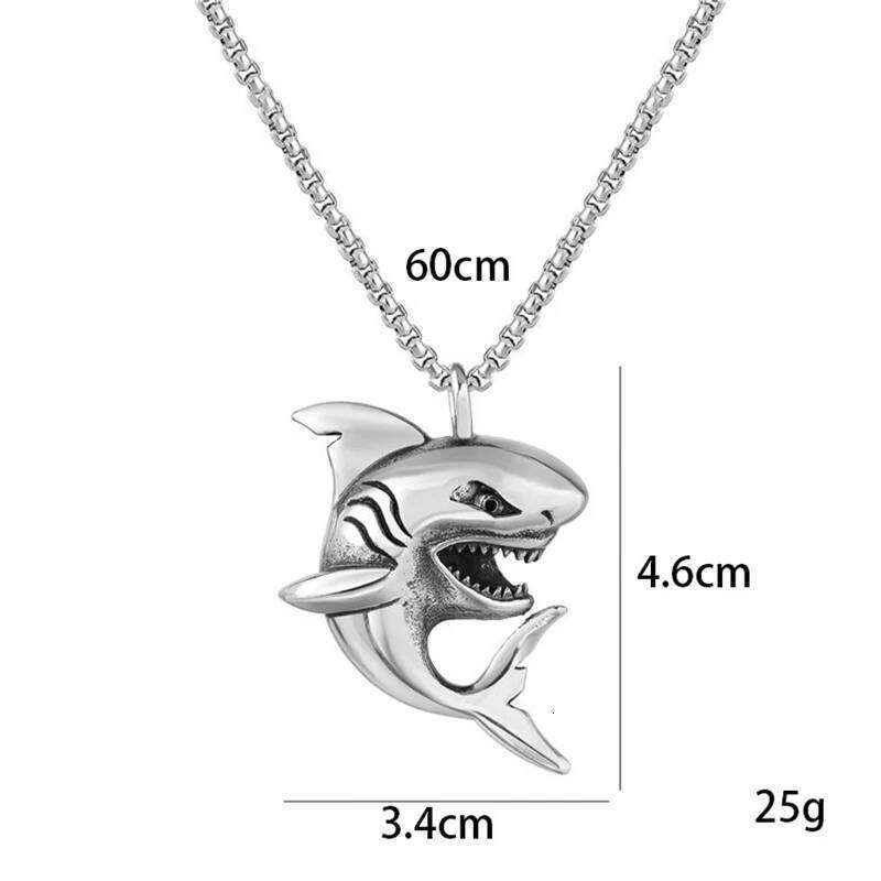 Shark men's Necklace Stainless Steel Chain Personalized Silver Color Fish Pendant Punk Style Neck Accessories hip-hop Jewelry H260312