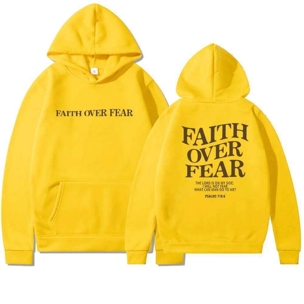 Autumn/Winter Adult Men's Hoodie Street Casual Sweatshirt Faith Over Fear Print Unisex Loose-fitting Uncle Pullover Top Z260314
