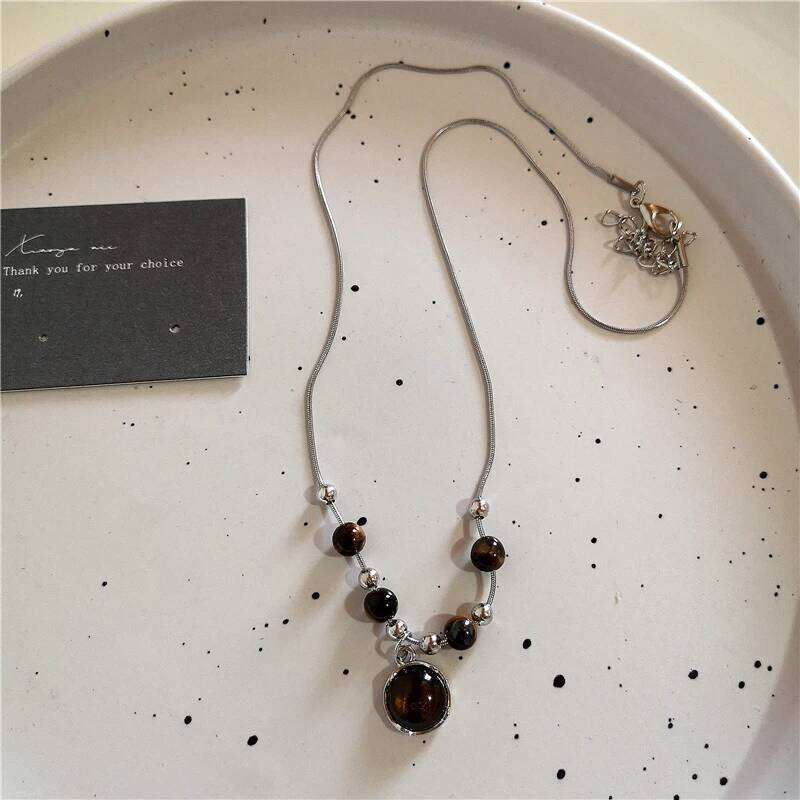 Kpop Trendy Punk Vintage Stones Heart Pendant Necklace For Women Men Gothic Hip-Hop Fashion Aesthetic Charm Jewelry Accessories H260312