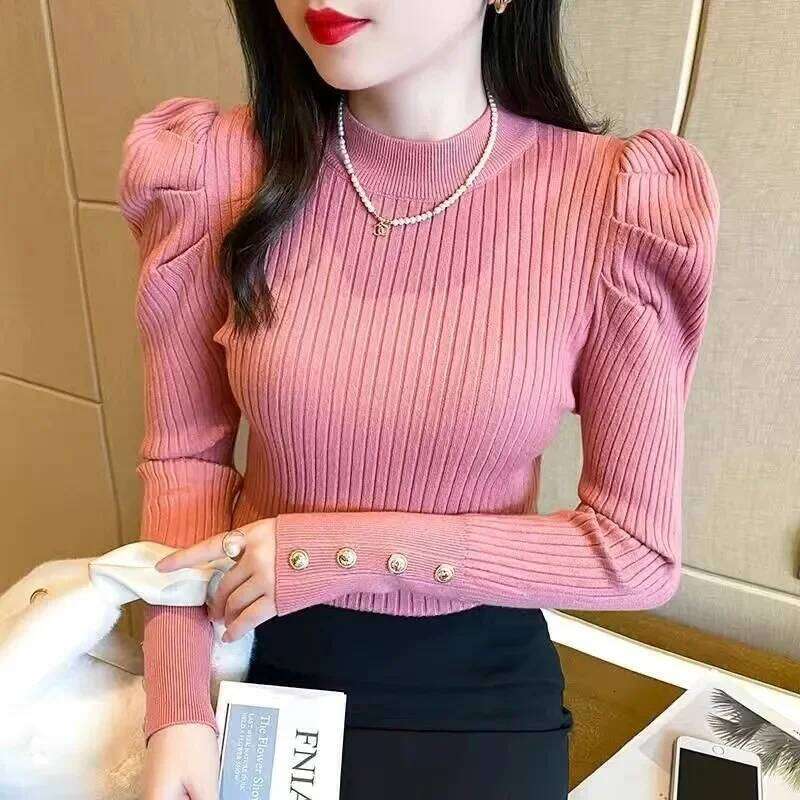 Women Autumn Winter Turtleneck Sweater Vintage Solid Basic Knitted Tops Casual Slim Pullover Korean Fashion Simple Chic Jumpers Z260313