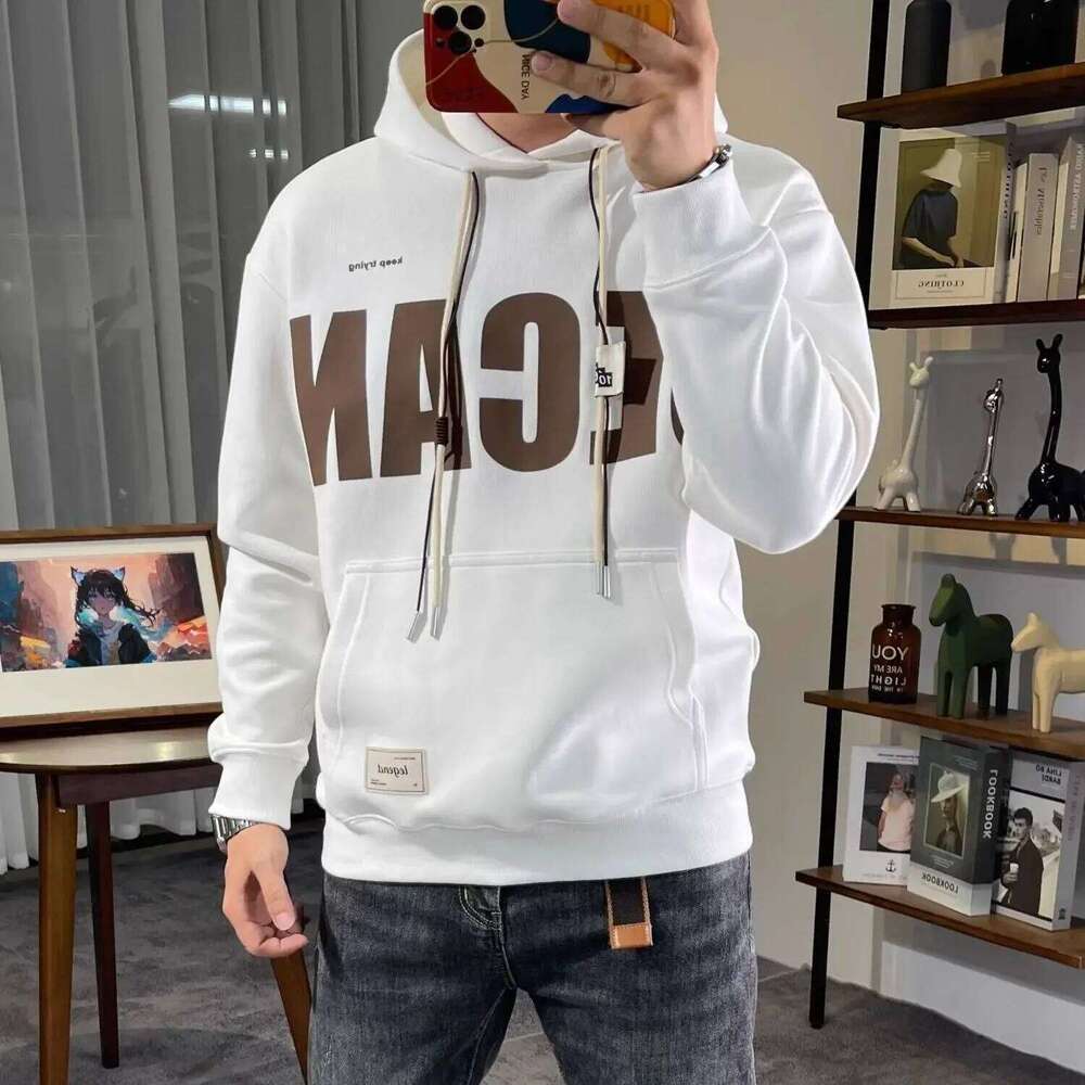 Autumn Male Hoodie White Overfit Korean Style Sweat Shirt Welcome Deal 90s Vintage Men's Hooded Sweatshirt One Piece Loose Funny Z260314
