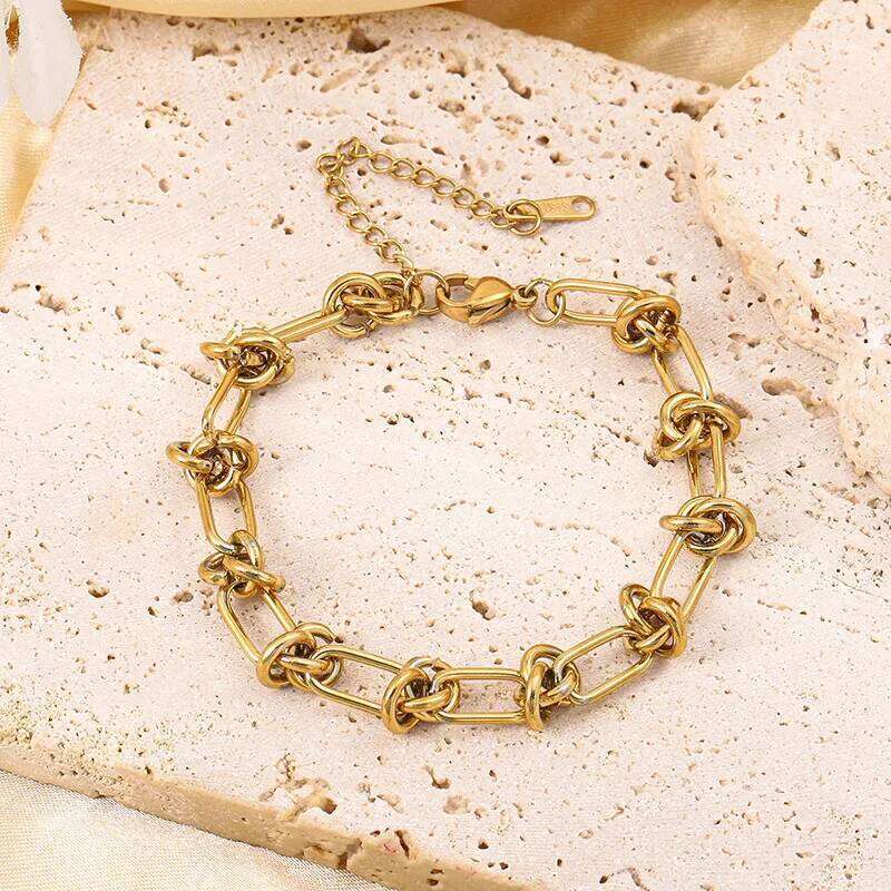 Fashion Niche Retro Heavy Metal Hip-Hop Punk Style Gild Play Knot Bracelets for Women Charm Chain Valentine's Day Jewerly Gifts Z260313