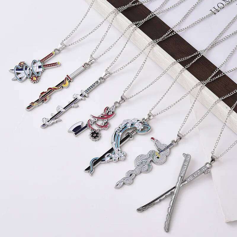 Anime Demon Slayer Necklace Enamel Kimetsu no Yaiba Pendant Choker Fans Cosplay Souvenir charms stainless steel jewelry Gift H260312