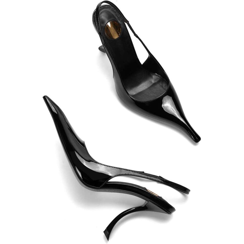 Slingback For Women Pointed Close Toe Kitten Heels Patent Pumps Party Comfy Stiletto Inch Dress Shoes MOJIDASHU