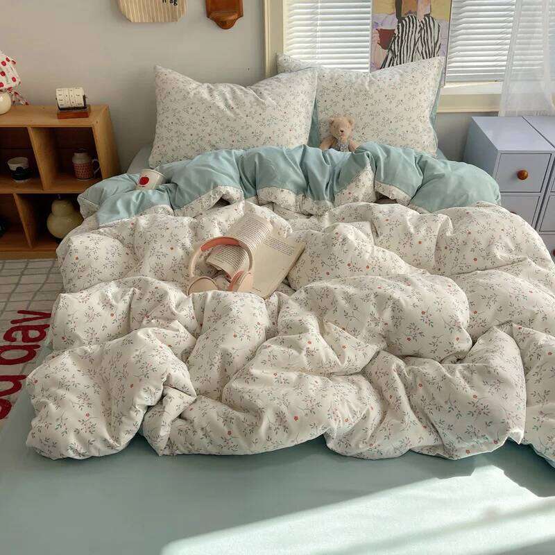 2025 new winter class A imitation cotton four-piece set ancient washing small fresh printing bedding kit H260312 - view 6