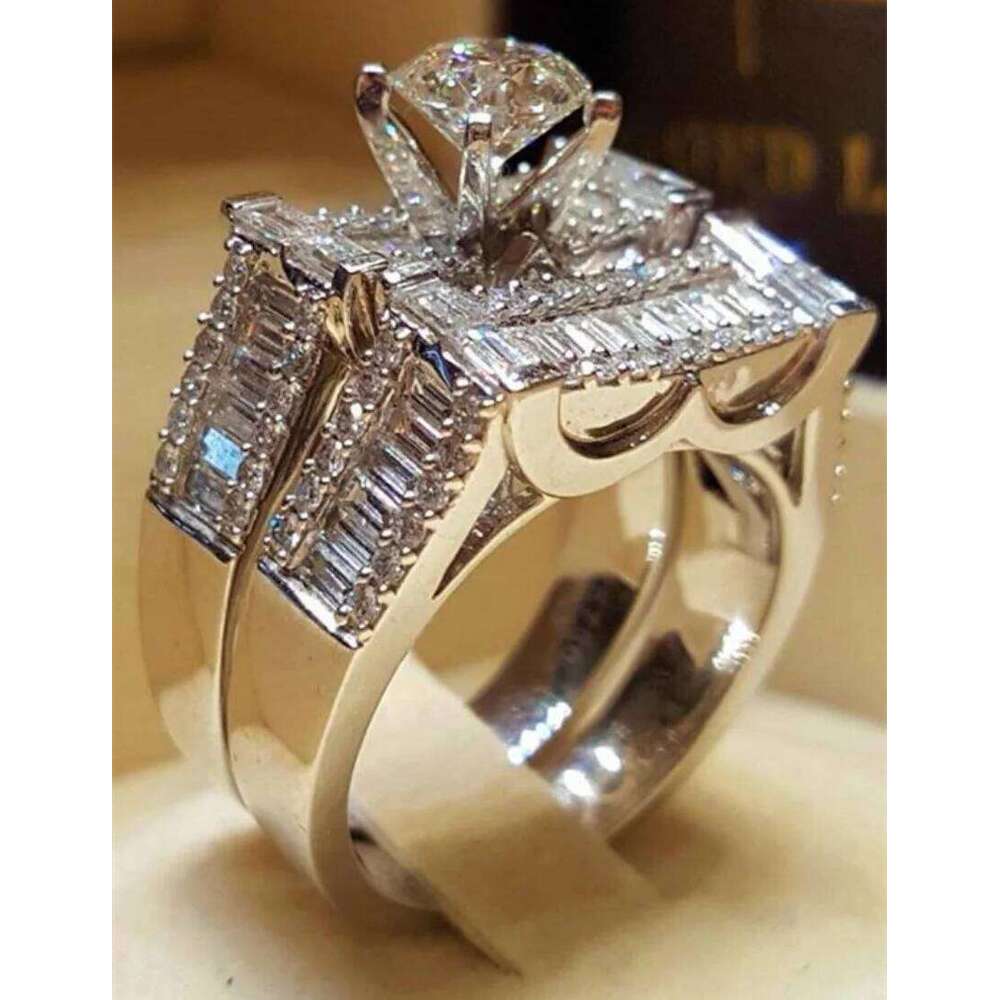Classic Wedding Engagement for Women Brilliant Cubic Zirconia Crystal Proposal Ring Anniversary Gift Jewelry H260312